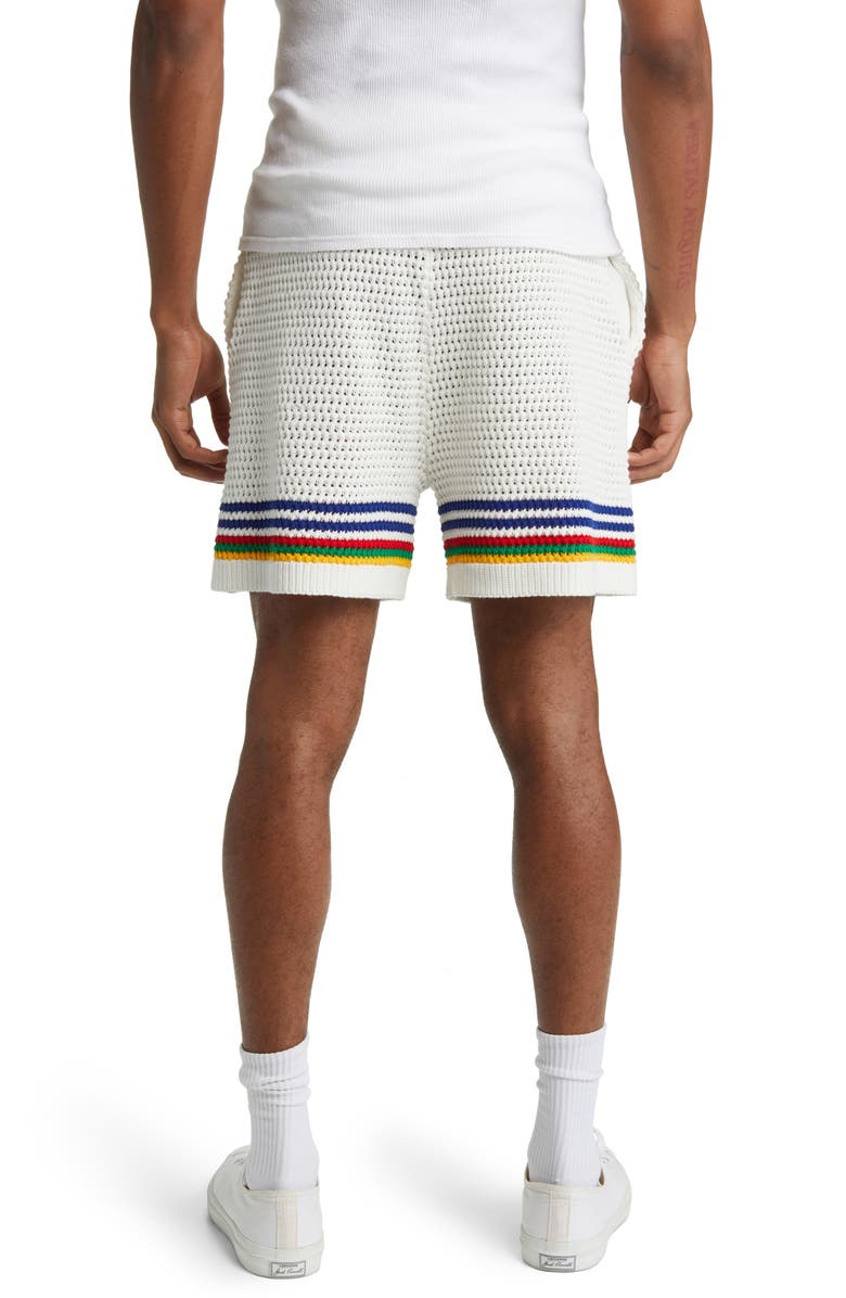 Casablanca Rainbow Stripe Crochet Tennis Shorts, Alternate, color,