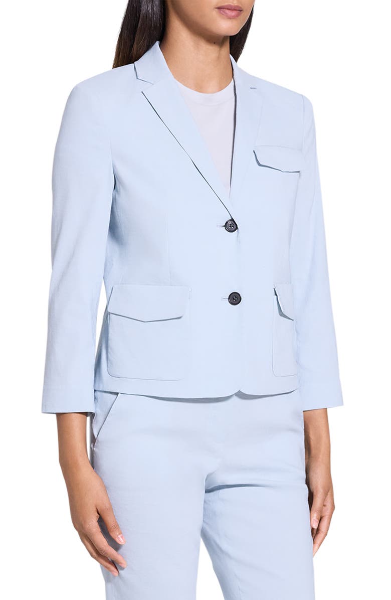 Theory Linen Blend Shrunken Blazer, Alternate, color, Pearl Blue