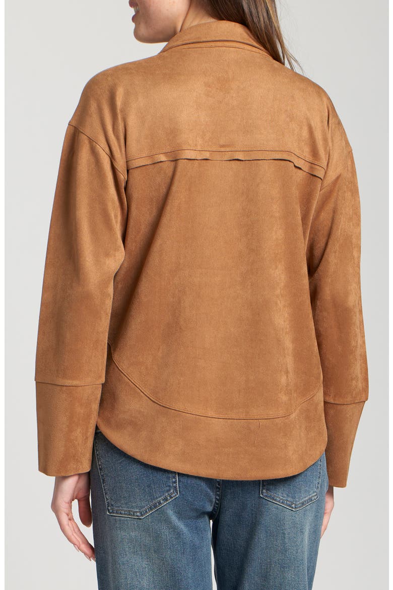 Faux Leather Henley Top, Alternate, color, CARAMEL