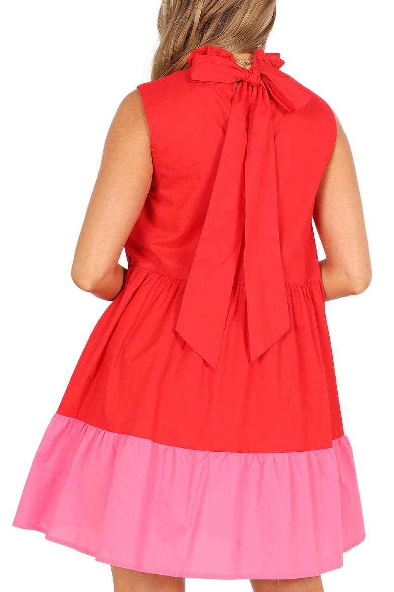 Bradshaw Colorblock Tiered Cotton Shift Dress, Alternate, color, RED/ PINK