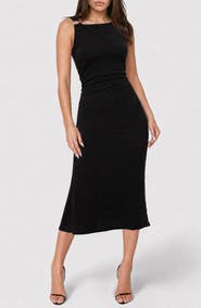 bebe Waffle Crepe Shirred Maxi Dress