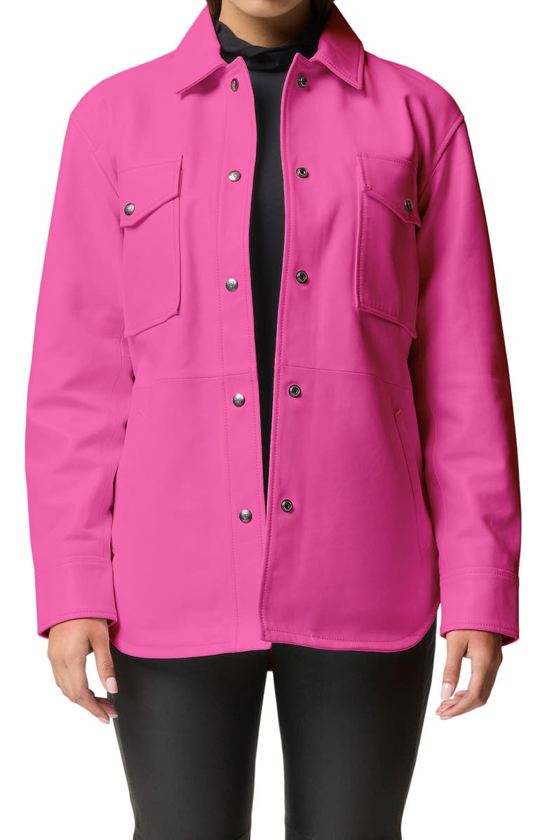 LITA by Ciara Lover Papery Lamb Leather Shirt Jacket, Main, color, Knockout