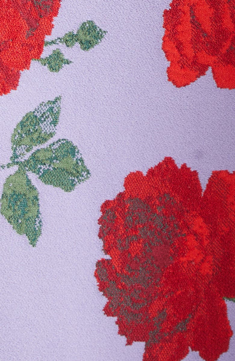 Carolina Herrera Rose Jacquard Knit Fit & Flare Dress, Alternate, color, Violeta Multi