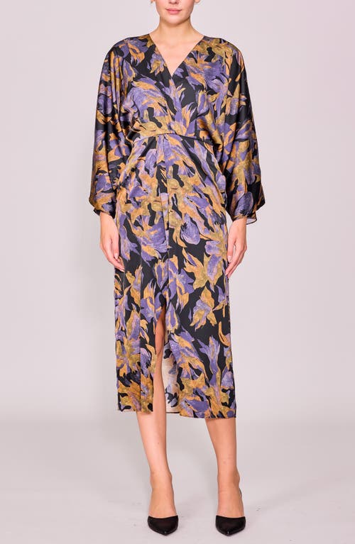 Melloday Wide Neck Long Sleeve Midi Dress In Multi