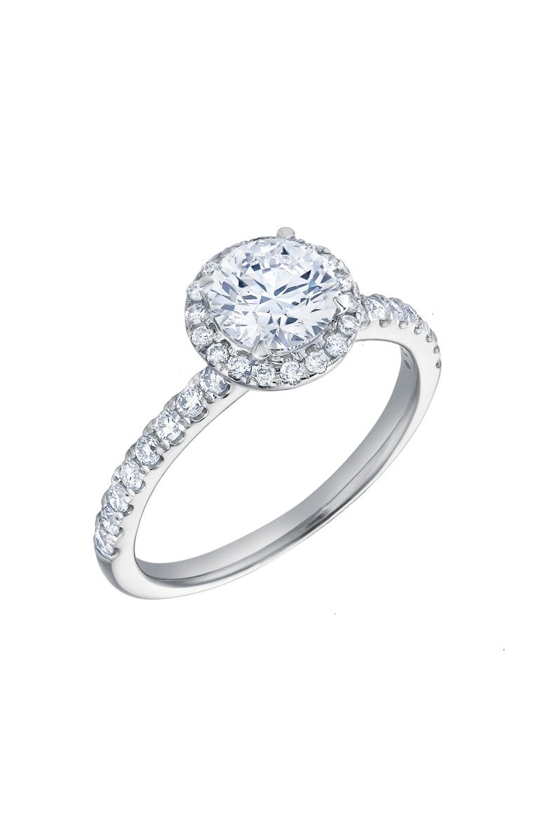 Paloma 14K White Gold Round Cut Lab Grown Diamond Halo Engagement Ring - 1.5 ctw, Main, color, 14K White Gold
