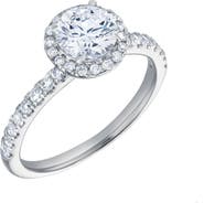 LuvMyJewelry Paloma 14K White Gold Round Cut Lab Grown Diamond Halo Engagement Ring - 1.5 ctw