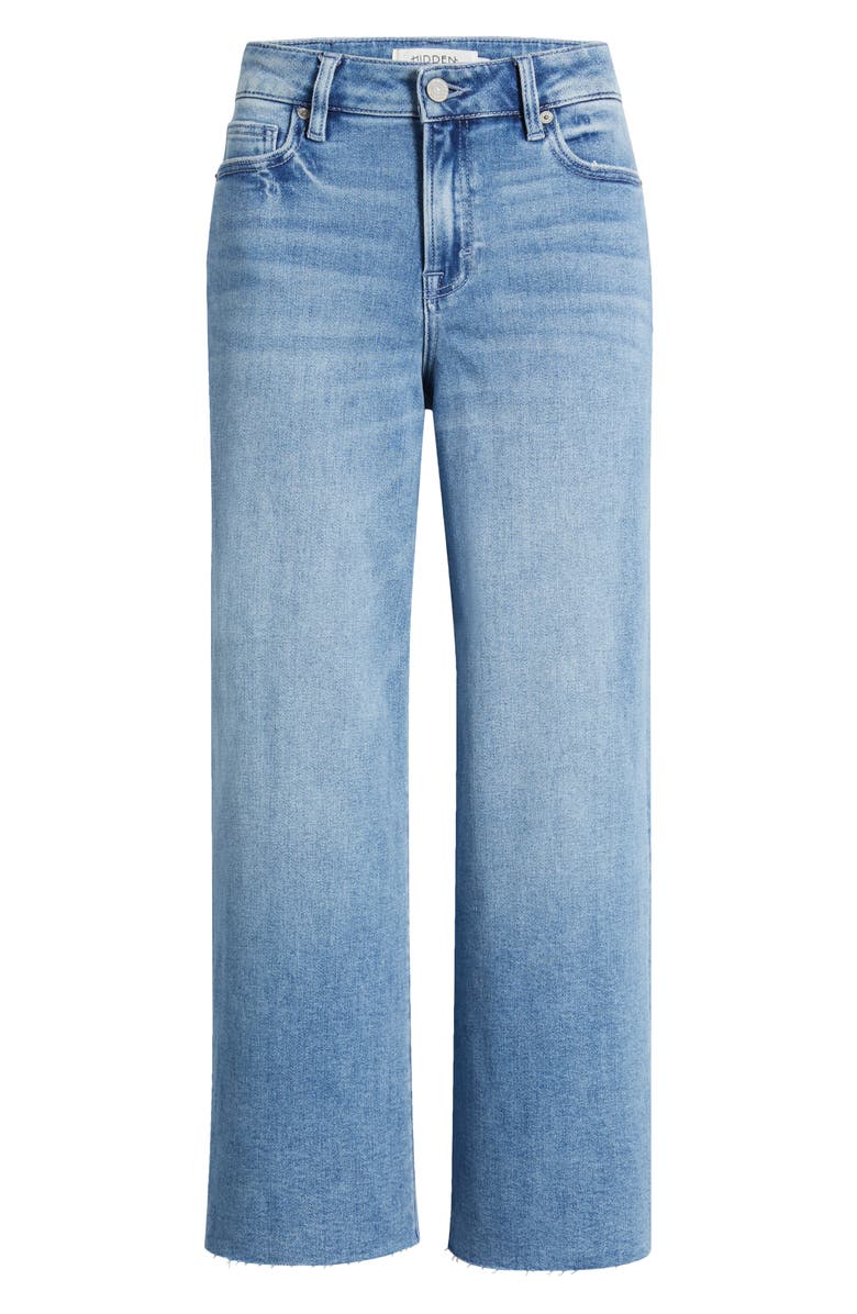 HIDDEN JEANS High Waist Raw Hem Crop Wide Leg Dad Jeans, Alternate, color, Medium Wash