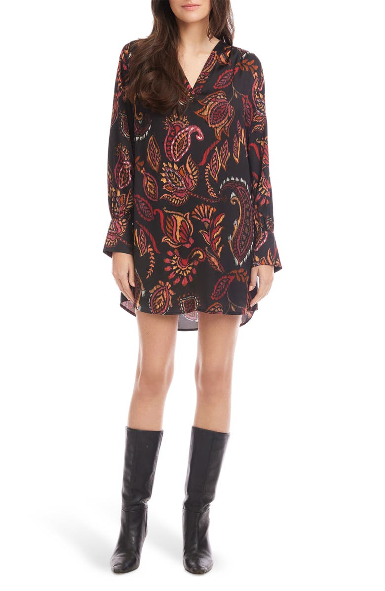 FIFTEEN TWENTY Calista Print Long Sleeve Shift Dress, Main, color, Paisley