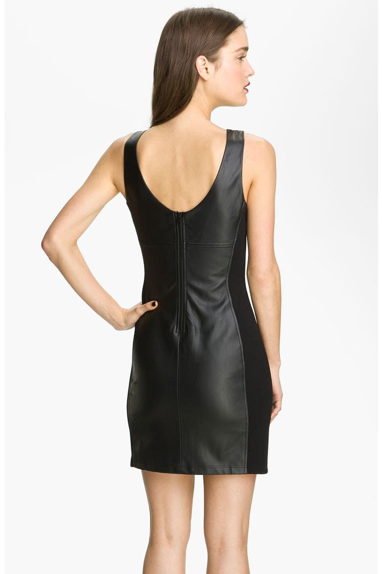 Faux Leather Shift Dress, Alternate, color, BLACK
