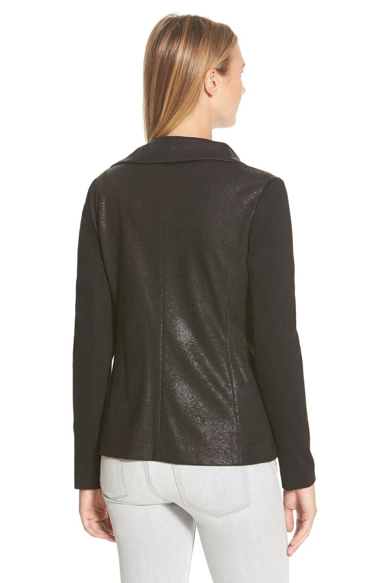 Two by Vince Camuto Distressed Foil Ponte Knit Asymmetrical Jacket, Alternate, color, 