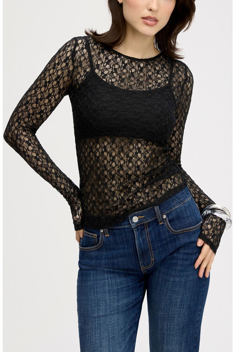 Sheer Lace Top, Main, color, TRUE BLACK