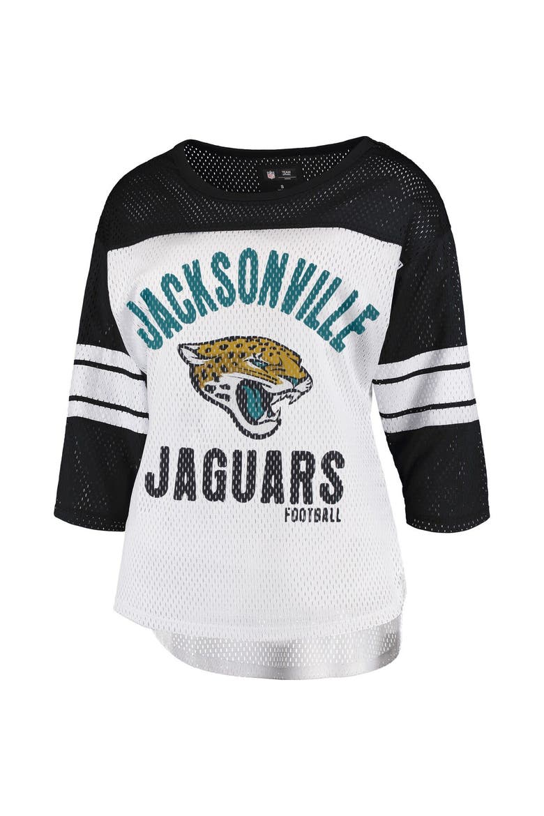 Women's G-III 4Her by Carl Banks White/Black Jacksonville Jaguars First Team 3/4-Sleeve Mesh T-Shirt, Alternate, color, White