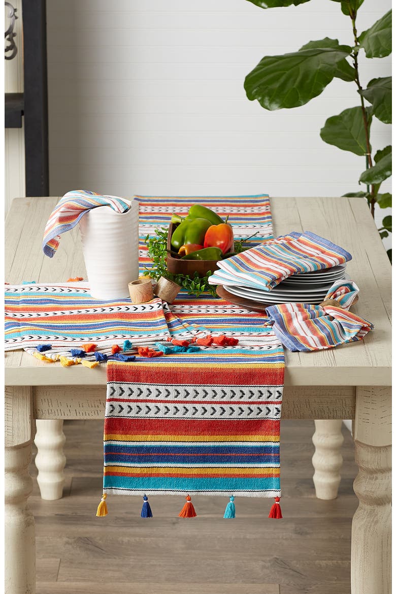 Picante Stripe Tassel Table Runner, Alternate, color, MULTI