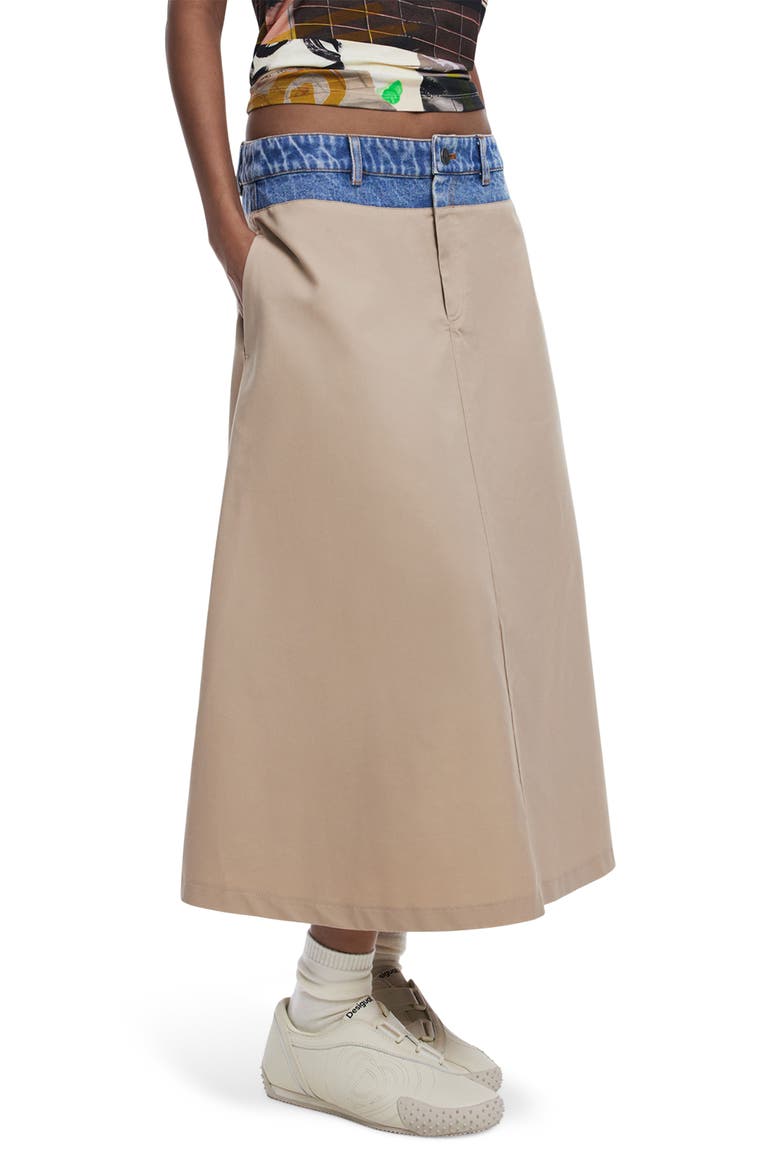 Two-Tone Maxi Skirt, Alternate, color, BEIGE