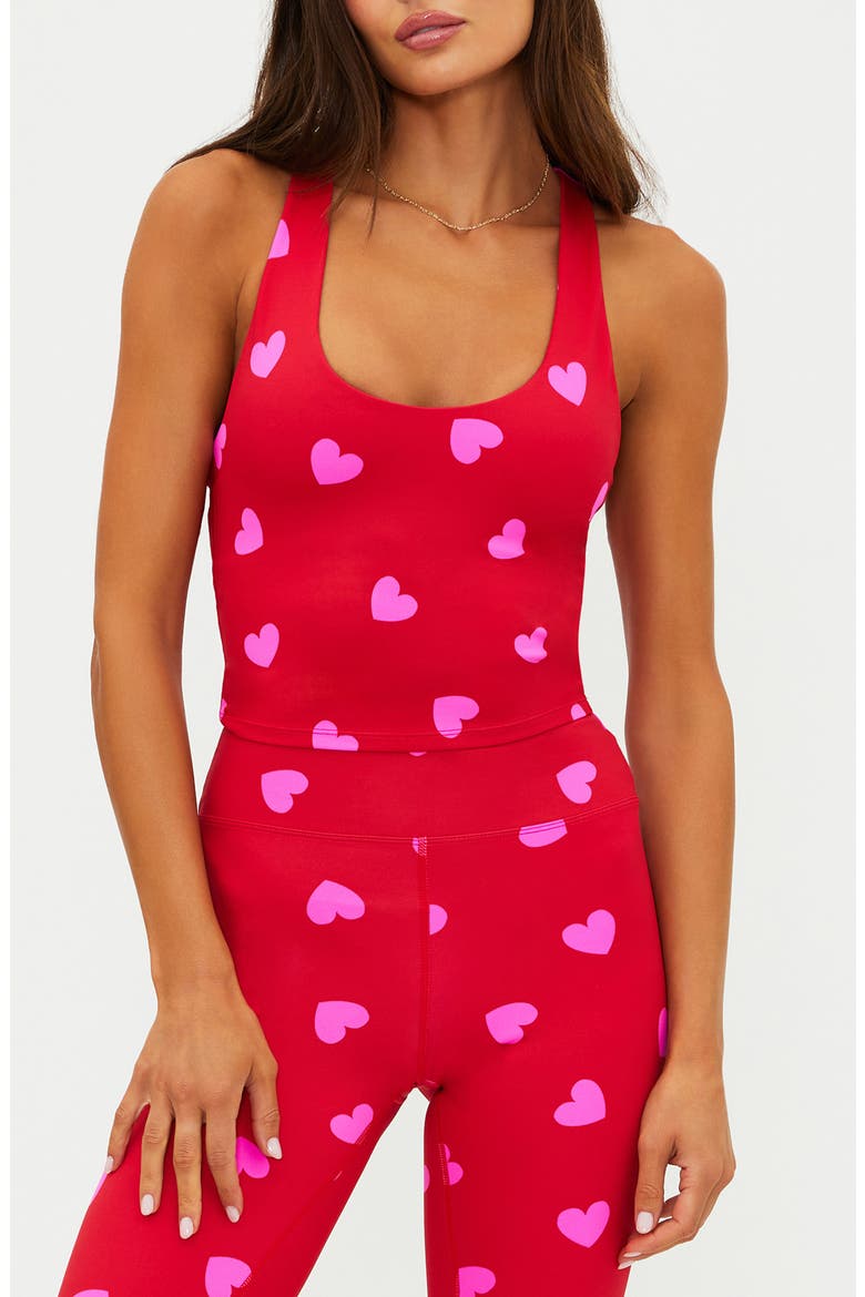Yara Heart Print Tank, Main, color, ROYAL RED