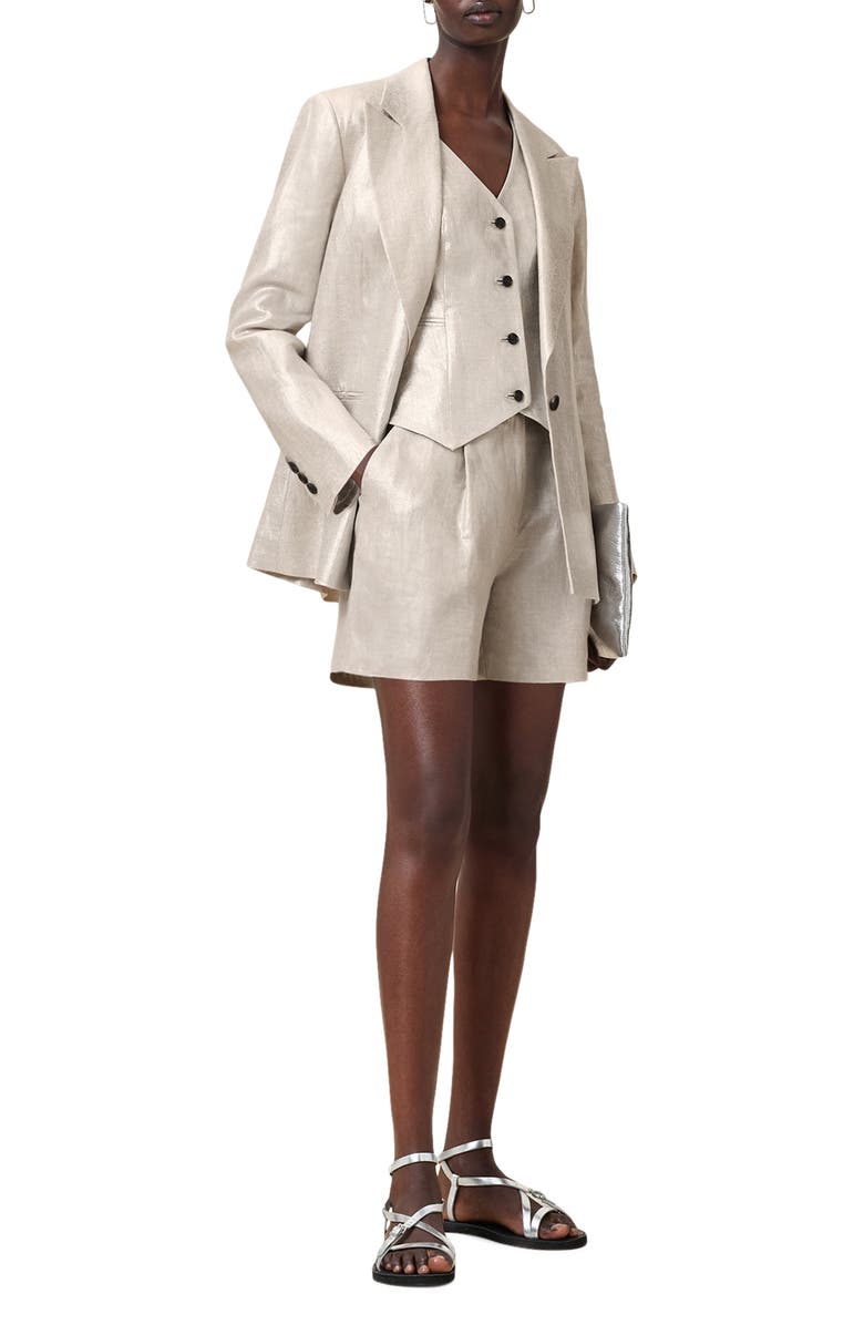 AllSaints Averie Linen Shorts, Alternate, color, Silver Grey