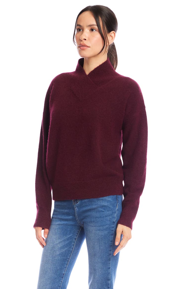 Crossover Collar Sweater, Alternate, color, WINE