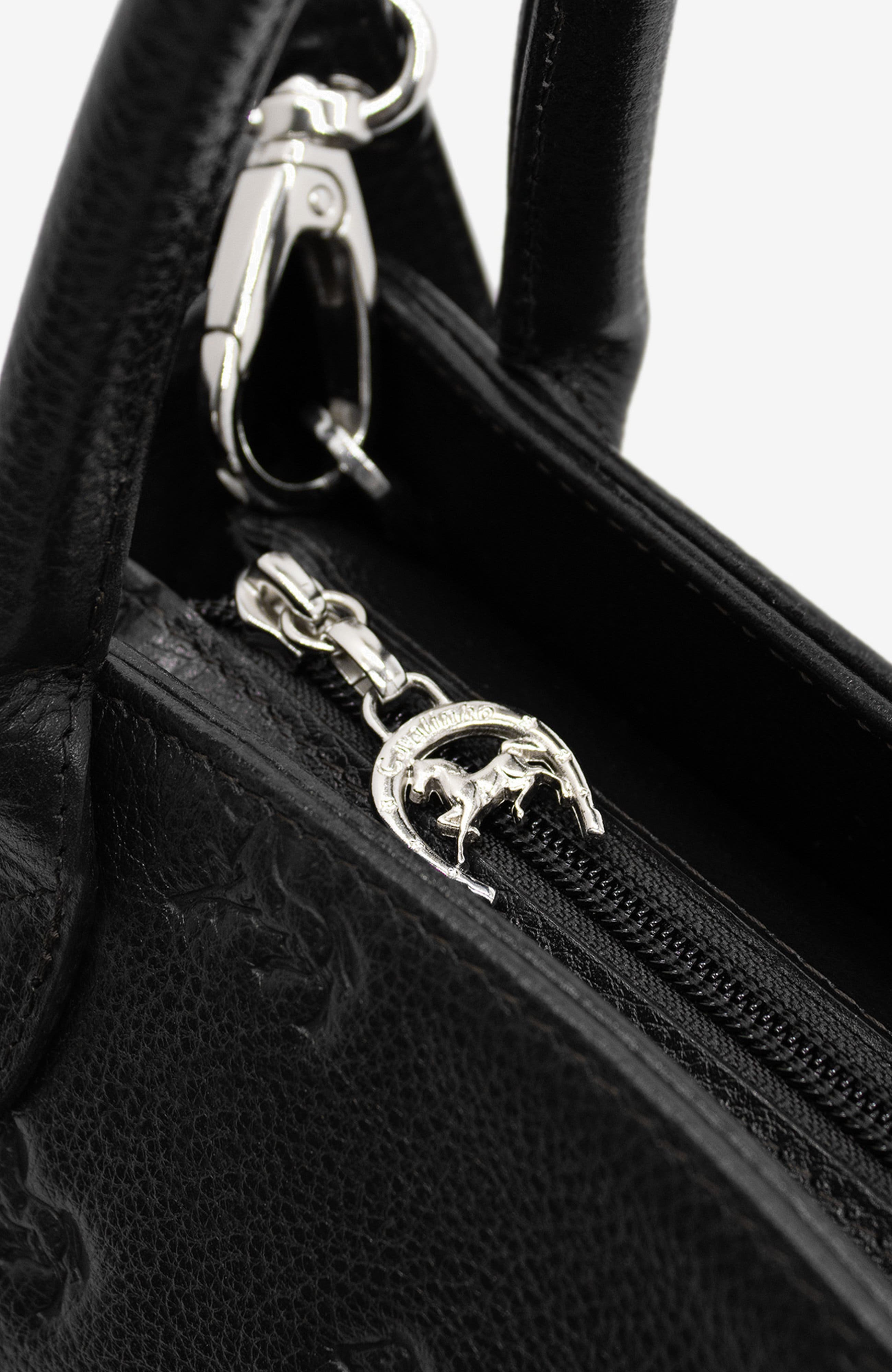 Cavalo Lusitano 480 Embossed Leather Handbag, Alternate, color, Black
