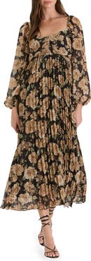 AUGUST SKY Floral Long Sleeve Empire Waist Maxi Dress