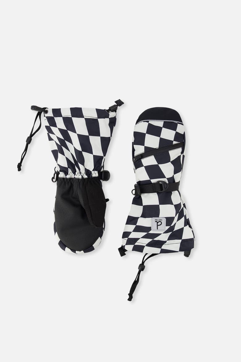 Teknik Checkered Waterproof Cordura Reinforced Winter Mittens, Main, color, White Checkered Print