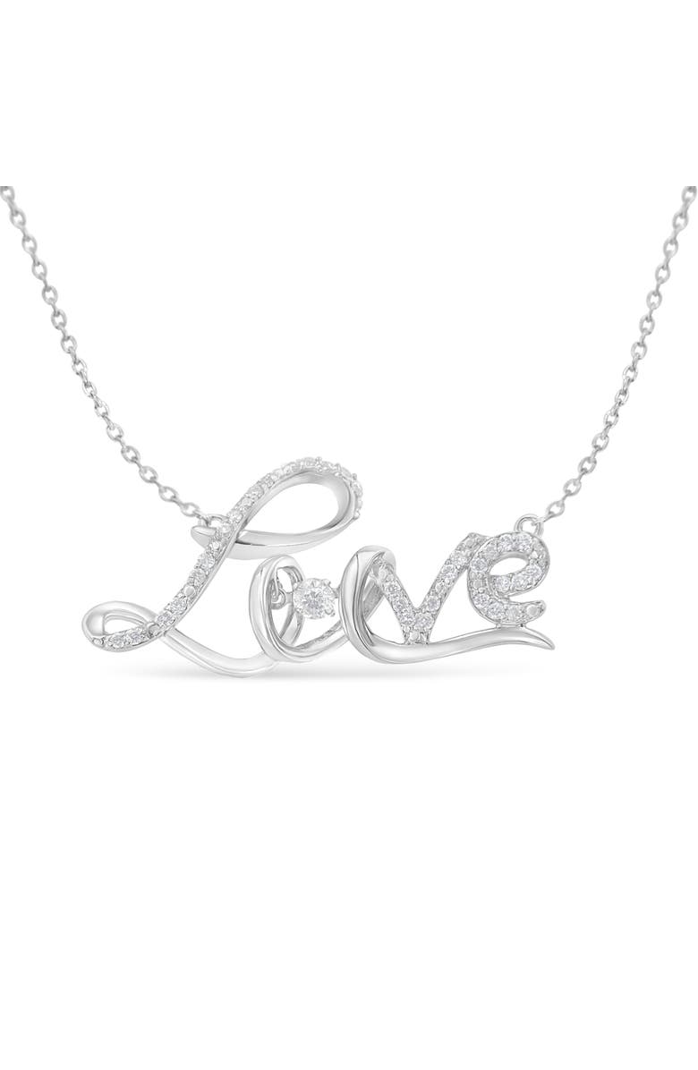 Haus of Brilliance .925 Sterling Silver 1/4 Cttw Diamond Cursive "Love" Pendant Necklace, Main, color, White