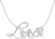 Haus of Brilliance .925 Sterling Silver 1/4 Cttw Diamond Cursive "Love" Pendant Necklace