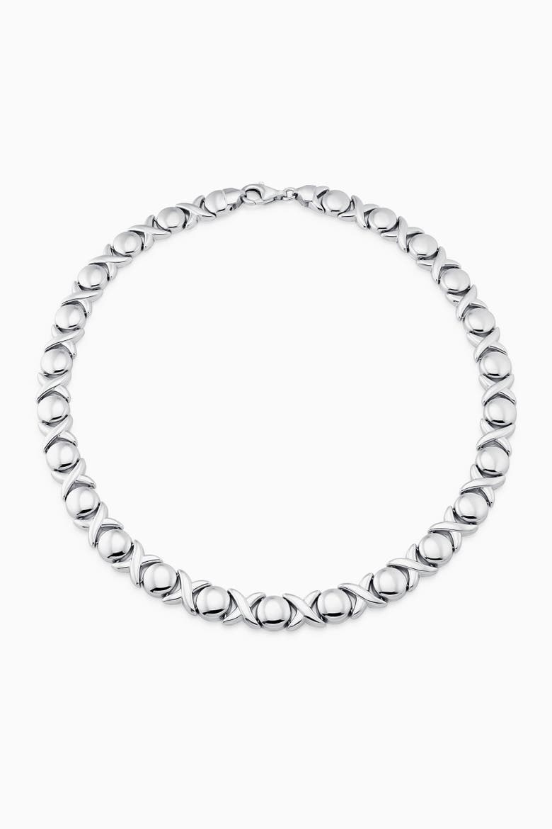 Sterling Silver Hugs And Kisses Necklace, Main, color, Sterling Silver