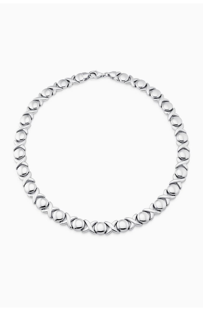 Oradina Sterling Silver Hugs And Kisses Necklace, Main, color, Sterling Silver