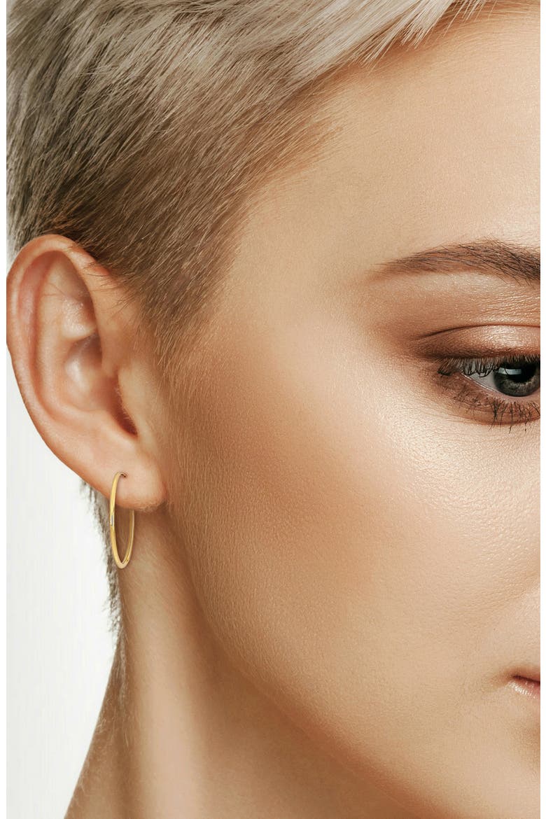 14K Gold Hoop Earrings, 25mm, Alternate, color, GOLD