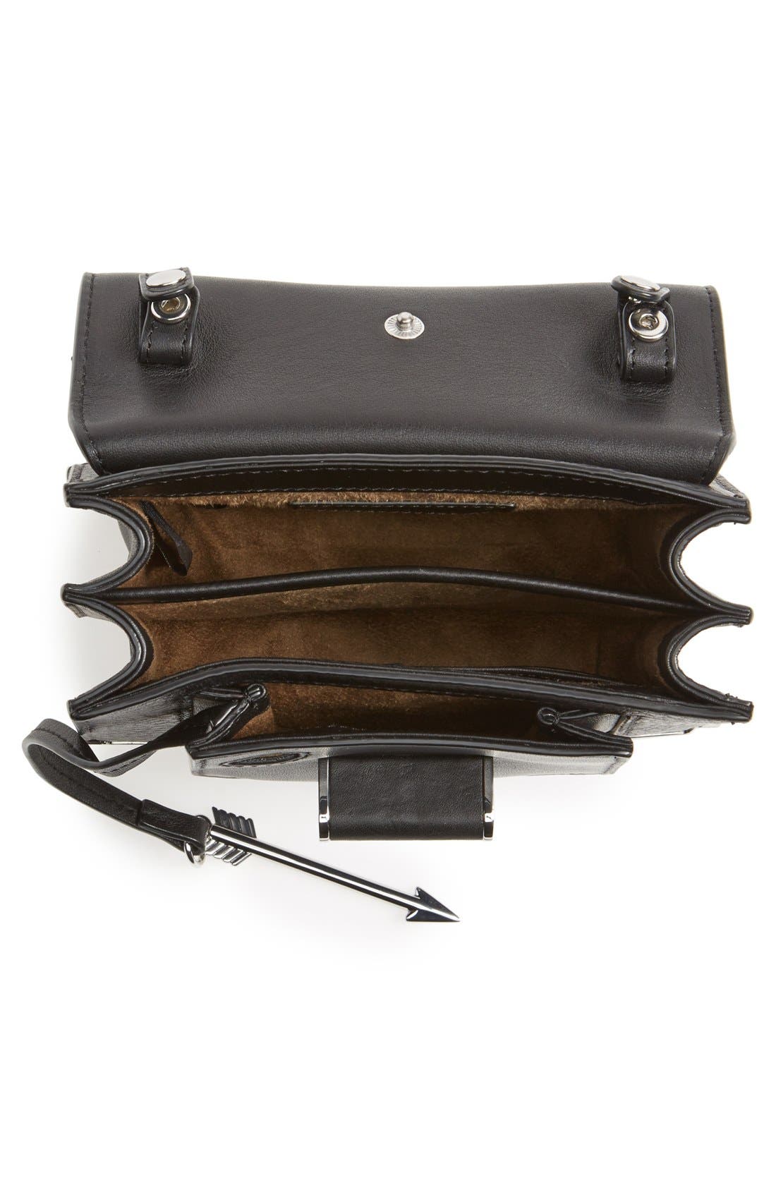 'Mini Rubie' Crossbody Satchel, Alternate, color, BLACK/ SHINY NICKEL