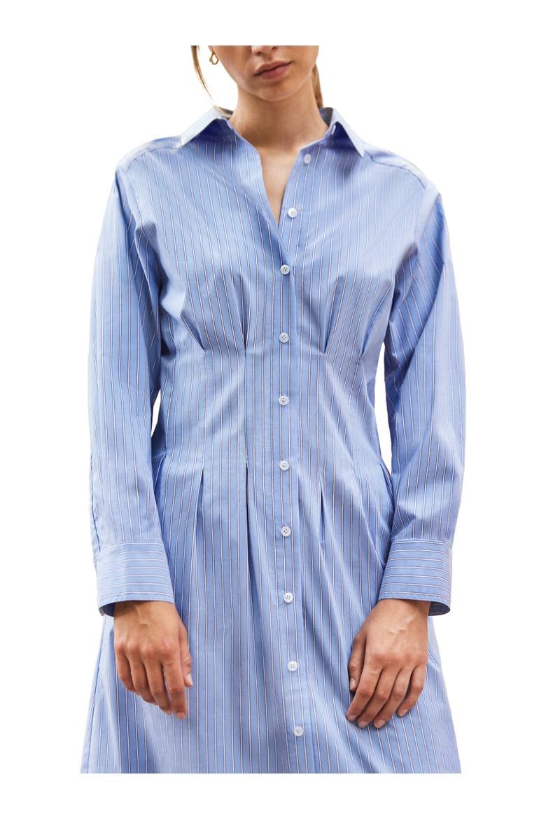 Long Sleeve Stripe Shirt Midi Dress, Alternate, color, Blue