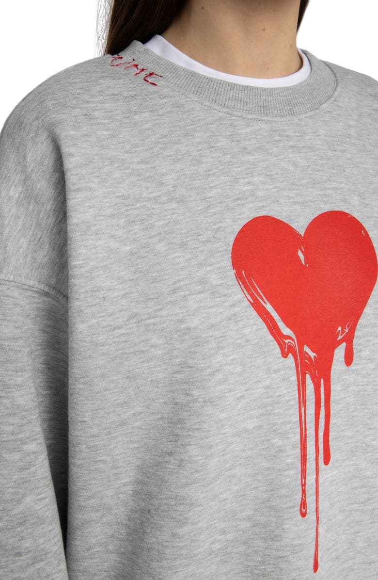 Zadig & Voltaire Oscar Flowing Heart Graphic Organic Cotton Blend Sweatshirt, Alternate, color,