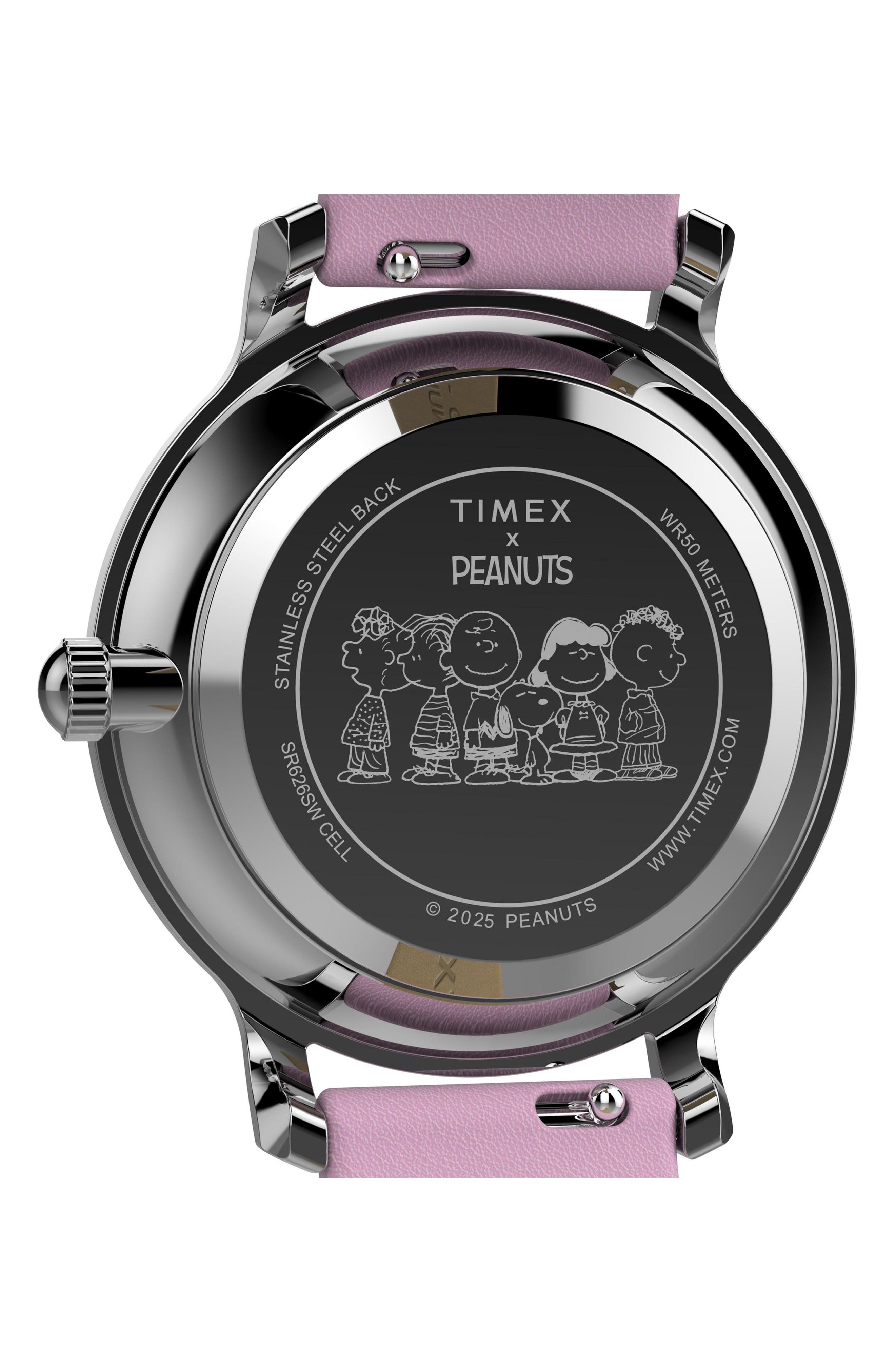 x Peanuts® Transcend Snoopy Hug Leather Strap Watch, 31mm (Women