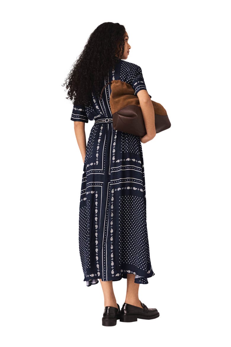 Flowy patterned maxi dress, Alternate, color, Navy dot bandana print