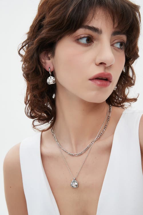Classicharms Aria Gemstone Pendant Necklace And Figaro Chain Layering Set In Metallic