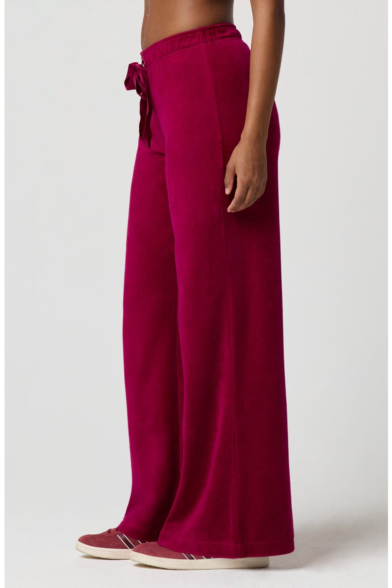 Velour Wide Leg Pants, Alternate, color, BING CHERRY