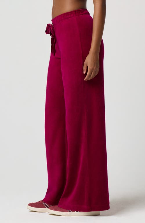 Florence By Mills Velour Wide Leg Pants In Pink