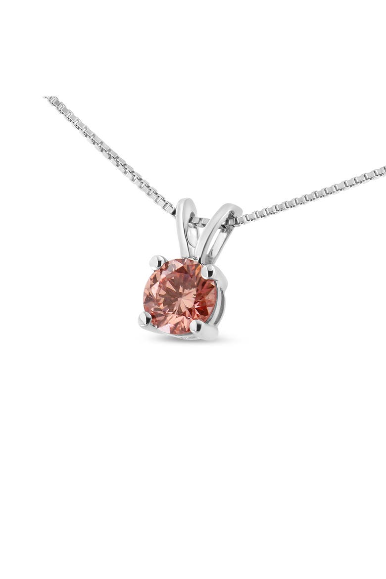 14K Gold 1/4 Cttw Lab Grown Diamond Solitaire Pendant Necklace, Alternate, color, Pink Diamond