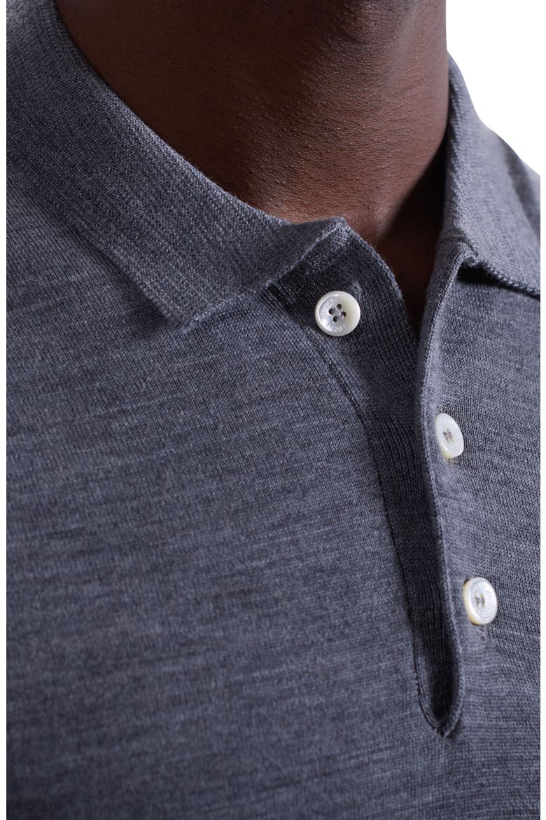Colorblock Merino Wool Polo Sweater, Alternate, color, ZINC