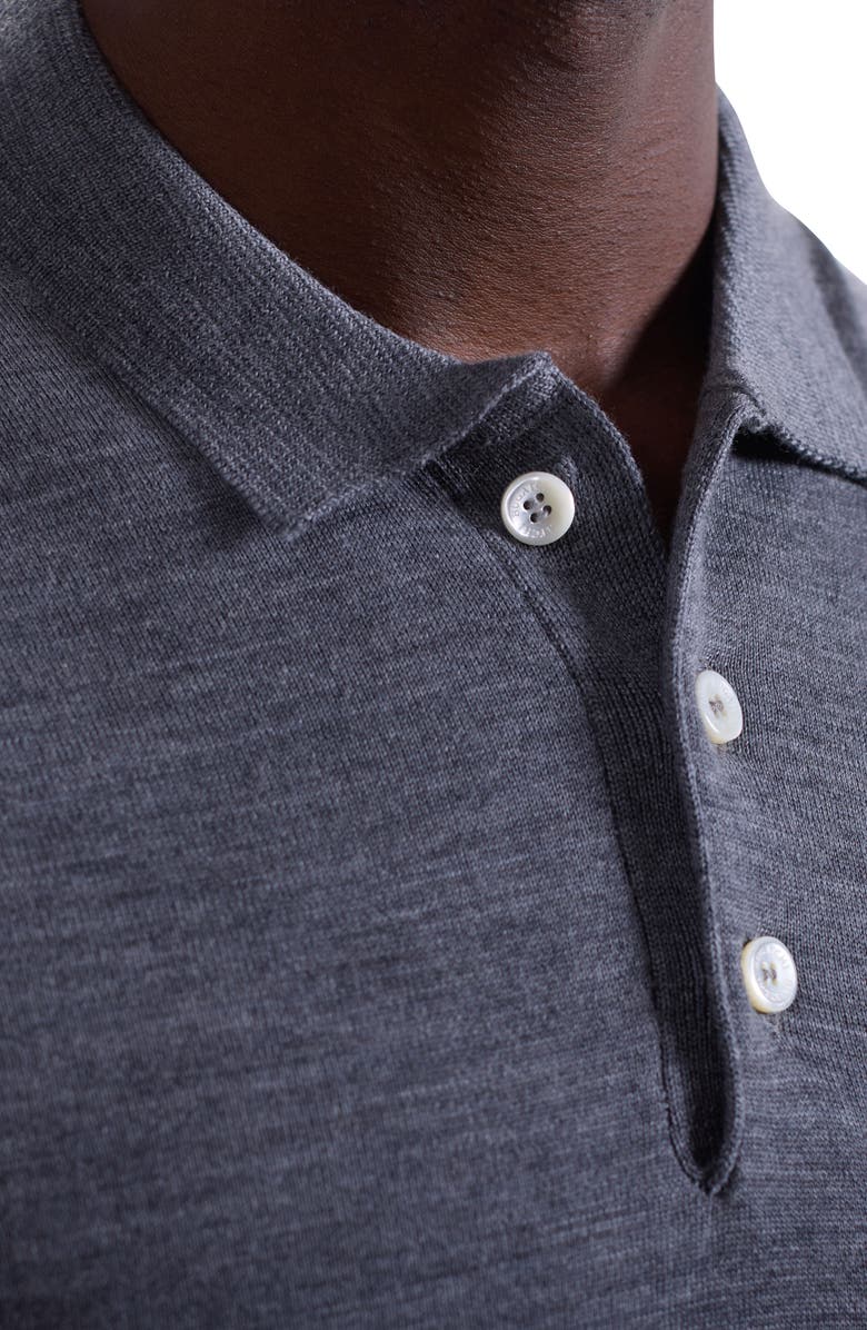 Bugatchi Colorblock Merino Wool Polo Sweater, Alternate, color, Zinc