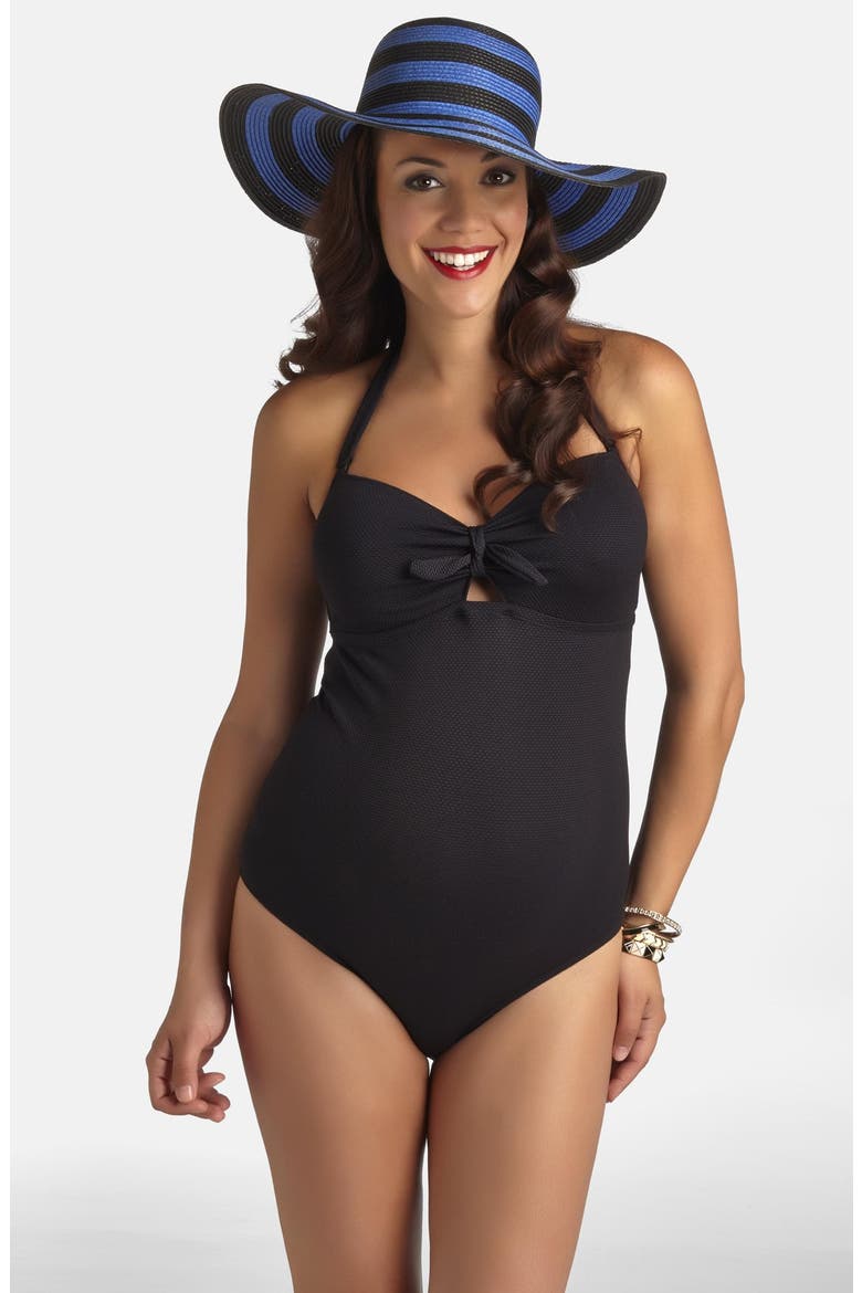 One-Piece Maternity Swimsuit, Main, color, BLACK