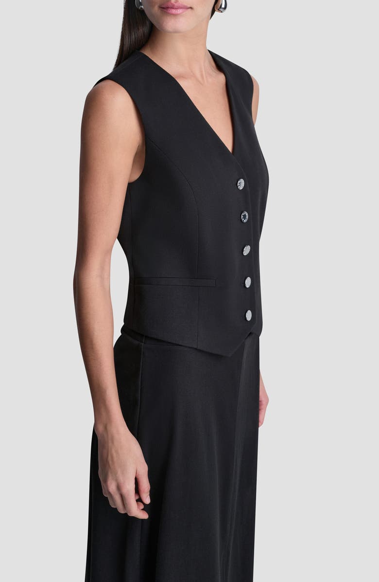 DKNY Arid Cotton Blend Pique Vest, Alternate, color, Black