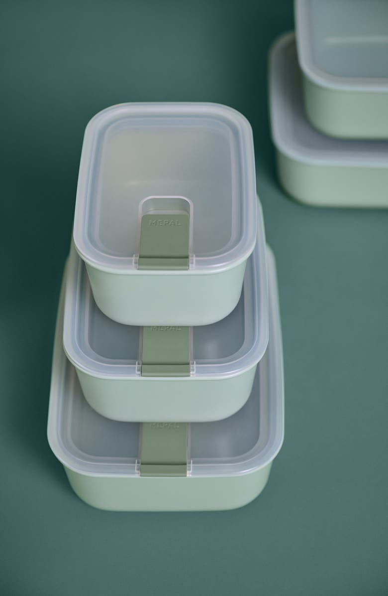Mepal Easyclip 3-Piece Rectangular Lunch Box Set, Alternate, color, Sage