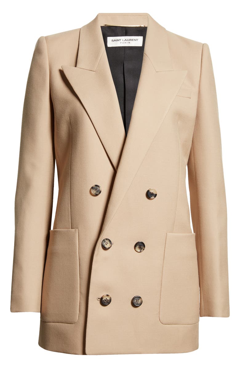 Saint Laurent Double Breasted Wool Jacket, Alternate, color, 