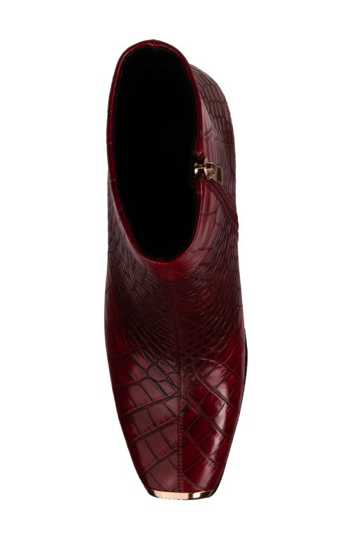 Ninety Union Lima Croc Embossed Boot In Burgundy