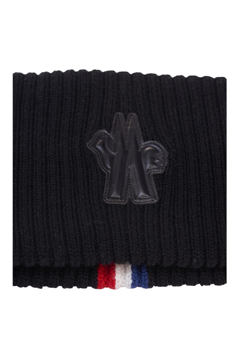 Logo Embroidered Virgin Wool Rib Headband, Alternate, color, BLACK