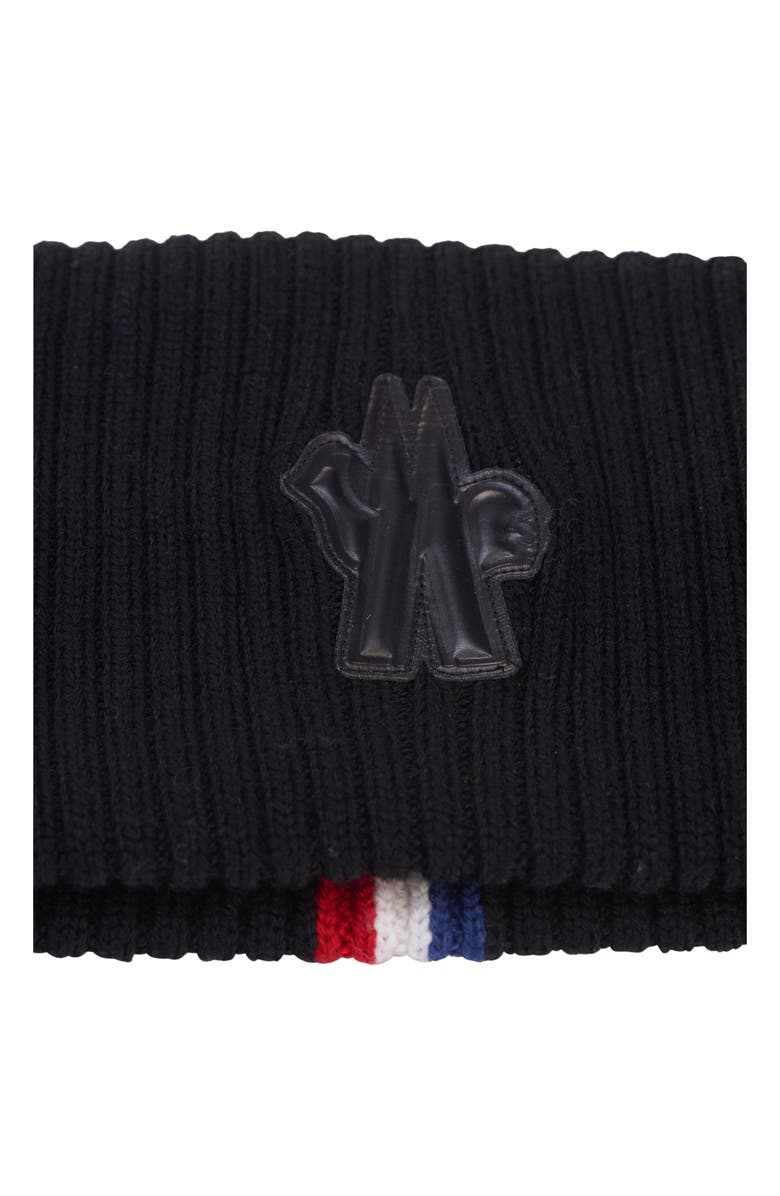 Moncler Grenoble Logo Embroidered Virgin Wool Rib Headband, Alternate, color,