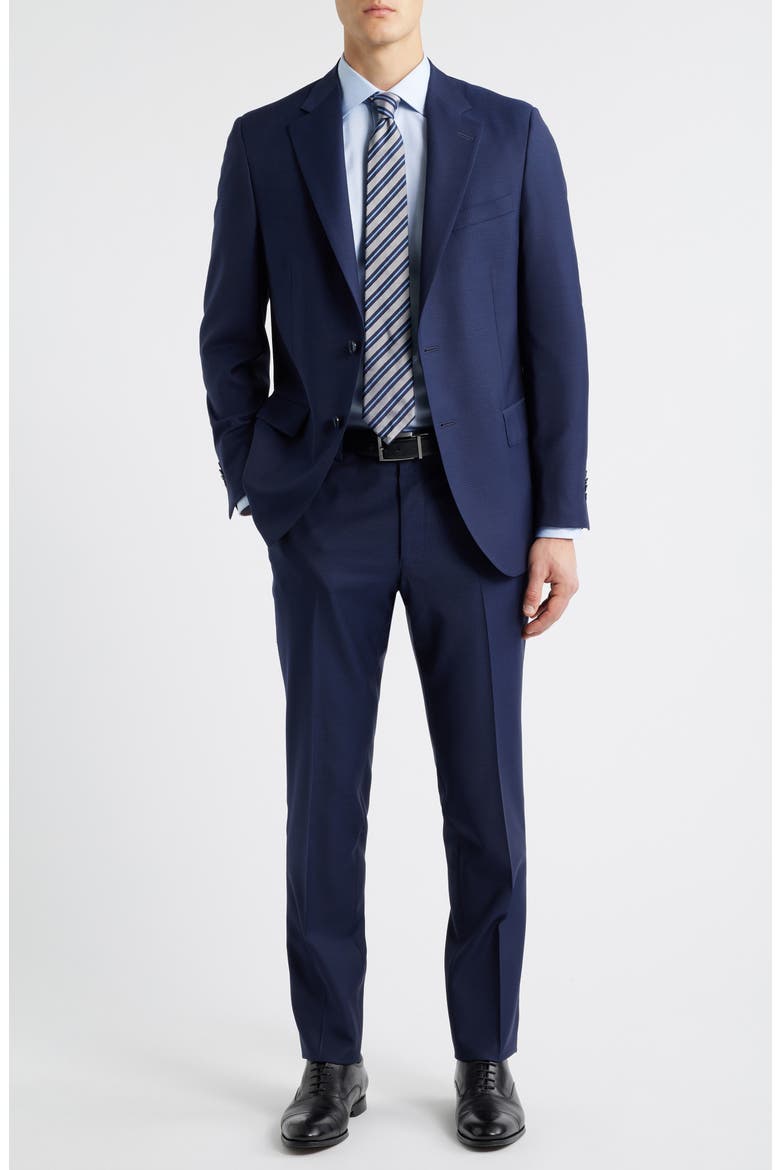 Hartford Classic Fit Navy Textured Check Wool Suit, Main, color, NAVY