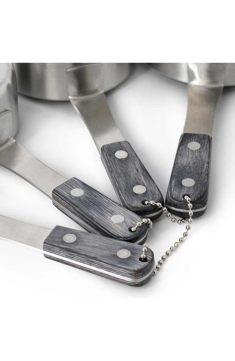 OSTER Blakeley 4 Piece Stainless Steel Measuring Cup Set Gray with Wood Handles, Alternate, color, Dark Gray