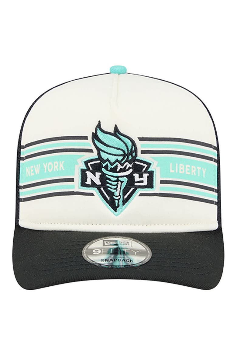 Unisex New Era  White/Black New York Liberty Banner Foam Front 9FIFTY A-Frame Adjustable Trucker Hat, Alternate, color, White
